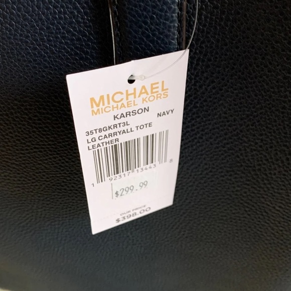 MICHAEL KORS KARSON CARRYALL TOTE NAVY BLUE NWT - Picture 3 of 6